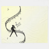 ジャズダンスイエローミュージック フリースブランケット (正面(横))