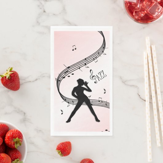 ジャズダンスピンクミュージック紙ゲストタオル (インサイチュ)
