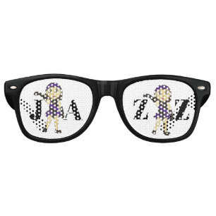 ジャズダンスリサイタルダンサーパープルブラックコスチューム レトロサングラス