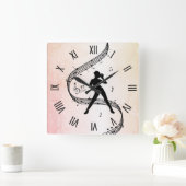 ジャズダンスローマ数字 スクエア壁時計 (ホーム)