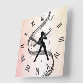 ジャズダンスローマ数字 スクエア壁時計 (傾斜)