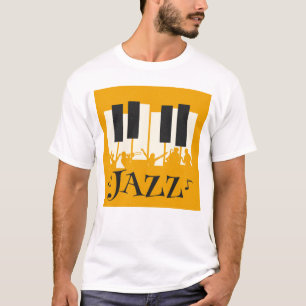 ジャズテーマピアノ鍵音楽Tシャツ Tシャツ