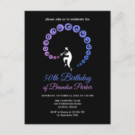 ジャズトクールラッパミュージシャン50thバースデーパーティー インビテーションポストカード