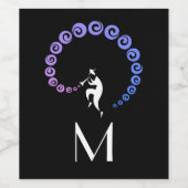 ジャズトクールラペットミュージシャンモノグラムブルー薄紫 ワインラベル (シングルラベル)