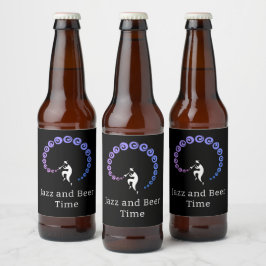 ジャズトランペクールットミュージシャンブルー薄紫ビールラベル ビールラベル