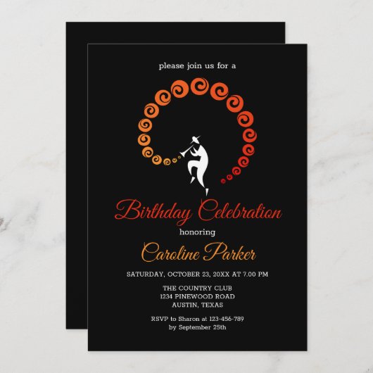 ジャズトランペクールットミュージシャン誕生日パーティー 招待状 (正面/裏面)