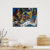 ジャズバストランペットピアノアートポスター ポスター (キッチン)