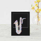 ジャズバリトンサックスが折り畳んだグリーティングカード カード (黄色い花)