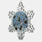 ジャズバンドの休日のオーナメント スノーフレークピューターオーナメント (右)