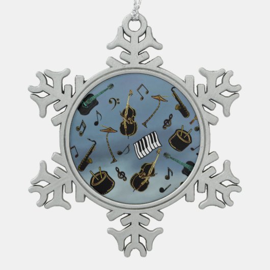 ジャズバンドの休日のオーナメント スノーフレークピューターオーナメント (正面)