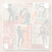 ジャズバンドクールヴィンテージポスター ガラスコースター (裏面)