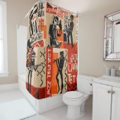 ジャズバンドクールヴィンテージポスター シャワーカーテン (インサイチュ)