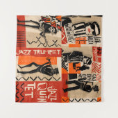 ジャズバンドクールヴィンテージポスター タペストリー (正面(横))