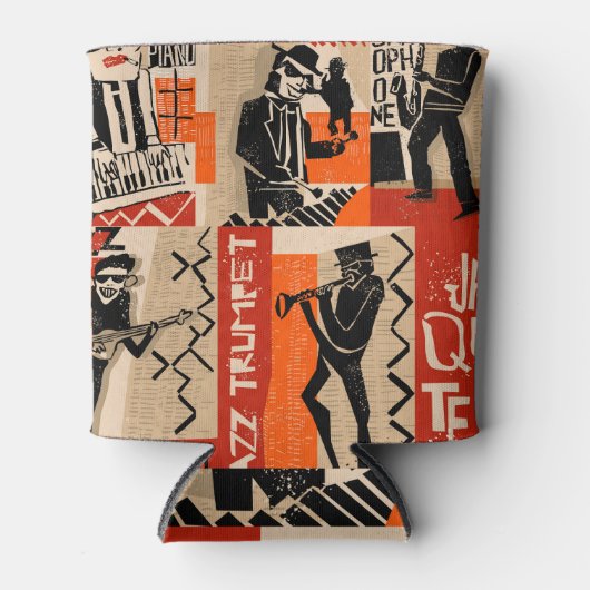 ジャズバンドクールヴィンテージポスター 缶クーラー (正面)