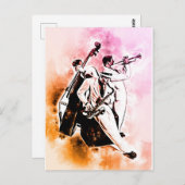 ジャズバンドミュージシャンユニークズ水彩音楽 ポストカード (正面/裏面)