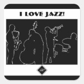 ジャズバンド – I love Jazz スクエアシール (正面)