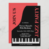 ジャズパーティーの誕生日 招待状 (正面/裏面)