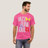 ジャズファンクソウルミニマル-レトロジャズ音楽 Tシャツ (正面フル)