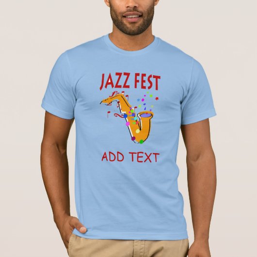 ジャズフェストサックス、名前を追加 Tシャツ (正面)