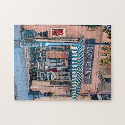 ジャズフェストフランスのクォーターコーヒーショップ ジグソーパズル (横)