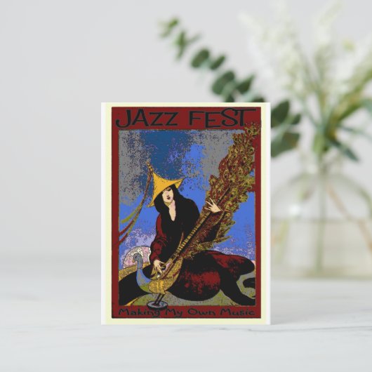 ジャズフェスト自分の音楽ルートプレーヤーを作成 ポストカード (スタンド正面)