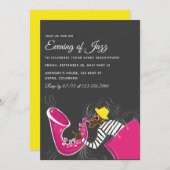 ジャズブルースをテーマにしたパーティの招待状 招待状 (正面/裏面)