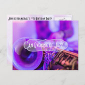 ジャズブルーステーマレトロパーティの招待状 インビテーションポストカード (正面/裏面)