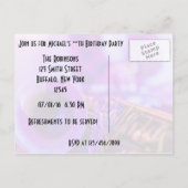 ジャズブルーステーマレトロパーティの招待状 インビテーションポストカード (裏面)