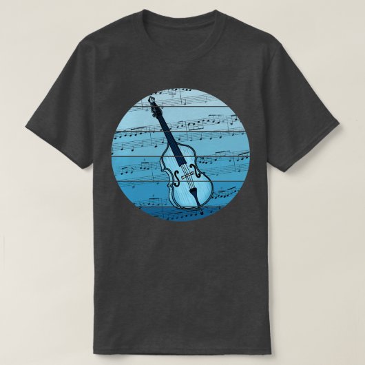 ジャズベーシスト音楽表記法ダブルベース先生ムー Tシャツ (デザイン正面)