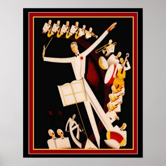 「ジャズマエストロ」アールデコプリント16 x 20 ポスター (正面)