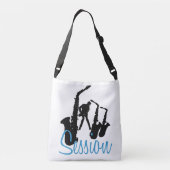 ジャズマンブラックサクソポニストジャズセッションB クロスボディバッグ (裏面)