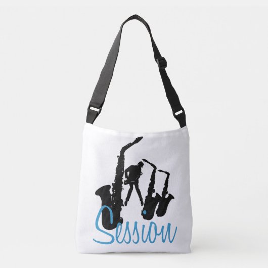 ジャズマンブラックサクソポニストジャズセッションB クロスボディバッグ (正面)