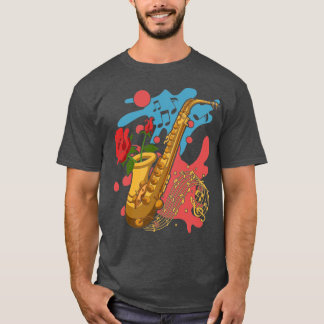 ジャズミュージシャンサクソポニスト音楽サクソフォン Tシャツ