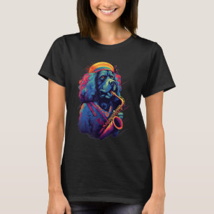 ジャズミュージシャンニューファンドランドドッグサクソフォン Tシャツ