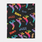 ジャズミュージシャンレトロブルーズミュージックポップ・アートのアート フリースブランケット (正面)