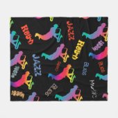 ジャズミュージシャンレトロブルーズミュージックポップ・アートのアート フリースブランケット (正面(横))