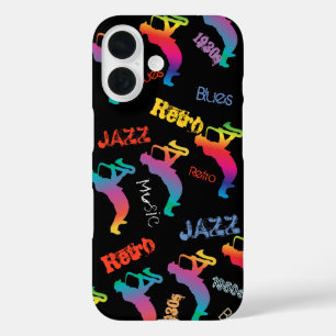 ジャズミュージシャンレトロブルーズミュージックポップ・アートのアート iPhone 16ケース