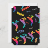 ジャズミュージシャンレトロミュージックブルースパーティーエレクトリック 招待状 (正面)