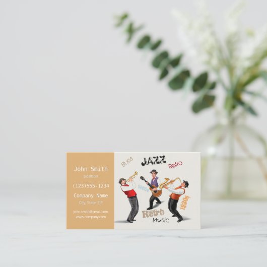 ジャズミュージシャンレトロミュージックブルースパーティーヴィンテージ 名刺 (スタンド正面)