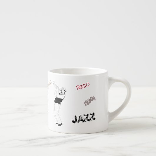 ジャズミュージシャンレトロミュージックブルースヴィンテージアート エスプレッソカップ (右)