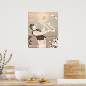 ジャズミュージシャンレトロミュージックブルースヴィンテージアー絵を描ト ポスター (キッチン)