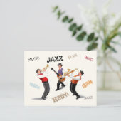 ジャズミュージシャンレトロミュージックブルースヴィンテージアー絵を描ト ポストカード (スタンド正面)