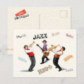 ジャズミュージシャンレトロミュージックブルースヴィンテージアー絵を描ト ポストカード (正面/裏面)