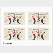 ジャズミュージシャンレトロミュージックブルースヴィンテージアー絵を描ト 長方形シール (シート)