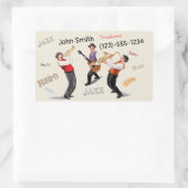 ジャズミュージシャンレトロミュージックブルースヴィンテージアー絵を描ト 長方形シール (バッグ)