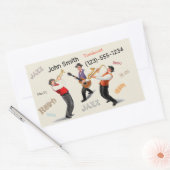 ジャズミュージシャンレトロミュージックブルースヴィンテージアー絵を描ト 長方形シール (封筒)