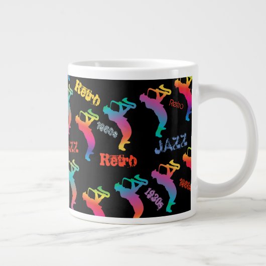 ジャズミュージシャンレトロ音楽ポップ・アートのART ジャンボコーヒーマグカップ (右)