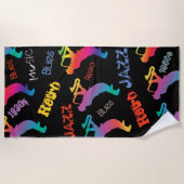 ジャズミュージシャンレトロ音楽ポップ・アートのART ビーチタオル (正面)