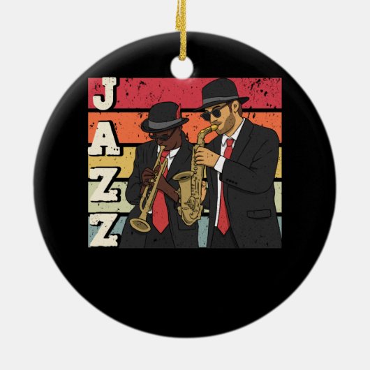 ジャズミュージシャン楽器サクソポニストトランプチストSa セラミックオーナメント (裏面)