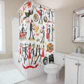 ジャズミュージシャン – アイコンセット。白い背面で孤立 シャワーカーテン (インサイチュ)